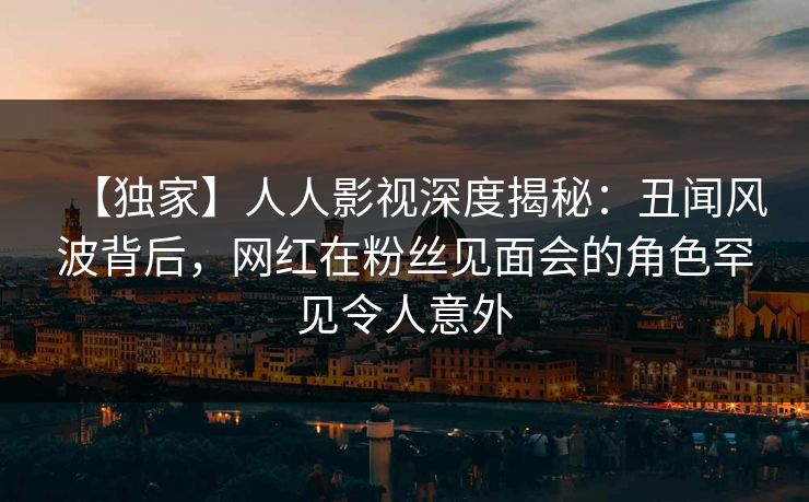 【独家】人人影视深度揭秘：丑闻风波背后，网红在粉丝见面会的角色罕见令人意外
