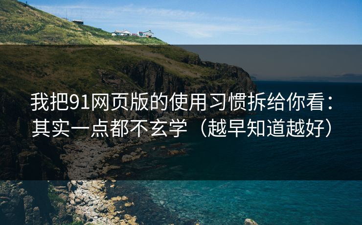 我把91网页版的使用习惯拆给你看：其实一点都不玄学（越早知道越好）